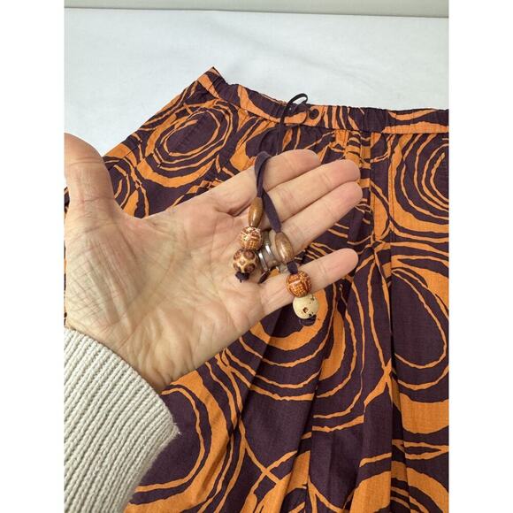 Y2K Boho Skirt Beaded Drawstring Tribal Twee 2006 Cotton Lined Vintage Size 4 - Picture 2 of 8